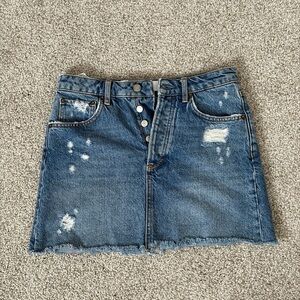 Boyish Blue Distressed Mini Skirt